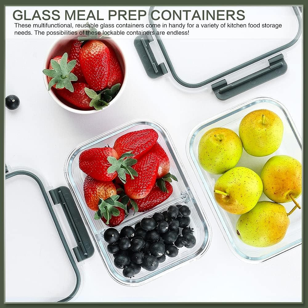 10 Packs 30 oz Glass Meal Prep Containers,Glass Food Storage Containers with Lids。 - Image 3