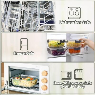 Alternative view of 10 Packs 30 oz Glass Meal Prep Containers,Glass Food Storage Containers with Lids。