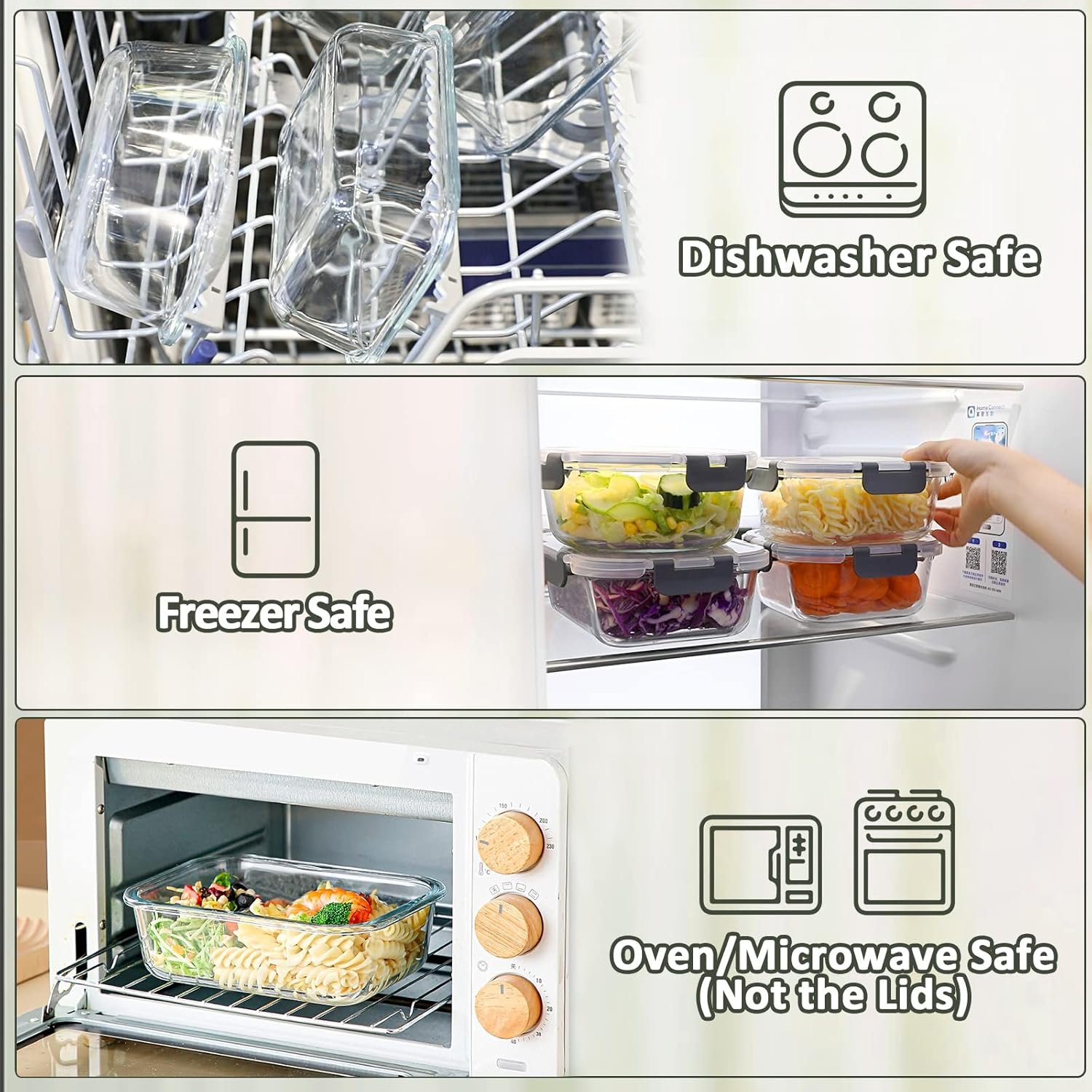 10 Packs 30 oz Glass Meal Prep Containers,Glass Food Storage Containers with Lids。 - Image 2
